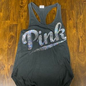 PINK Black Sequin Tank Top size XS